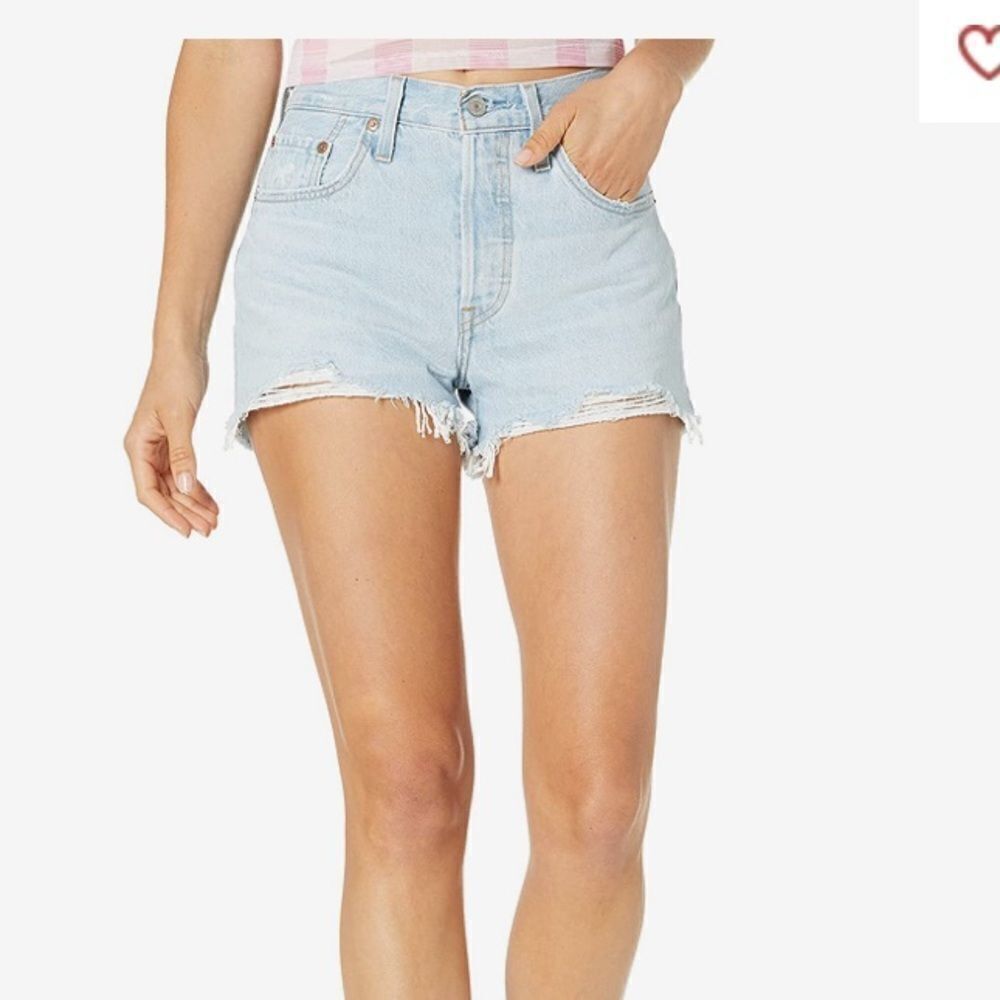 Levi's Premium 501 Distressed High -Rise Cut Off Shorts Whitewash 27